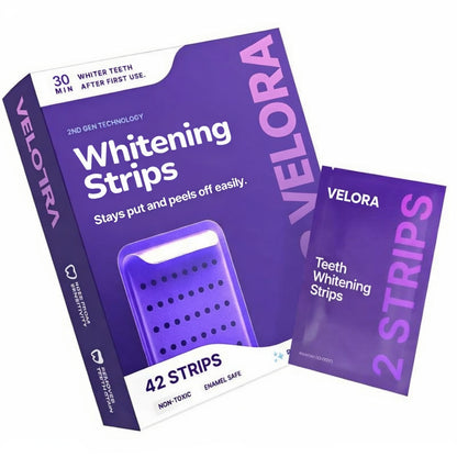 VELORA Purple Teeth Whitening Strips - 7/21 Whitening Sessions - Safe for Enamel - Non Sensitive Teeth Whitening - Peroxide-Free-JAY