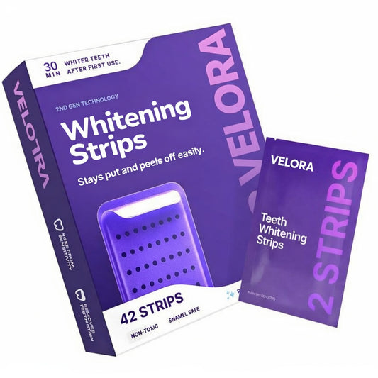 VELORA Purple Teeth Whitening Strips - 7/21 Whitening Sessions - Safe for Enamel - Non Sensitive Teeth Whitening - Peroxide-Free-JAY