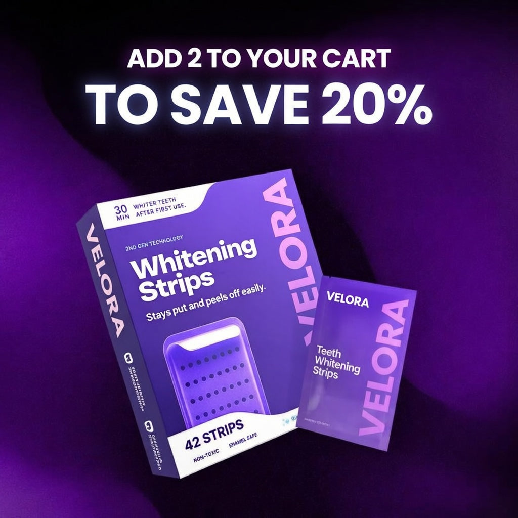 VELORA Purple Teeth Whitening Strips - 7/21 Whitening Sessions - Safe for Enamel - Non Sensitive Teeth Whitening - Peroxide-Free-JAY