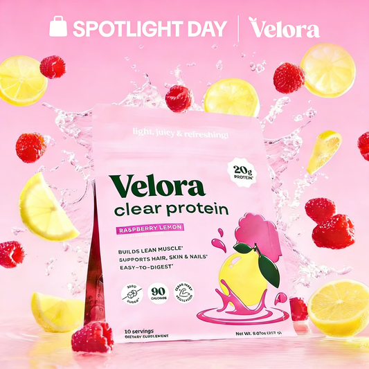 Refreshing and Delicious VELORA Nutrition Clear Protein Drink | Featuring 20g Protein, 90 Calories, 0g Sugar, a Collagen Blend, and a Light Fruity Flavor, Perfectly Crafted for Women-JAY