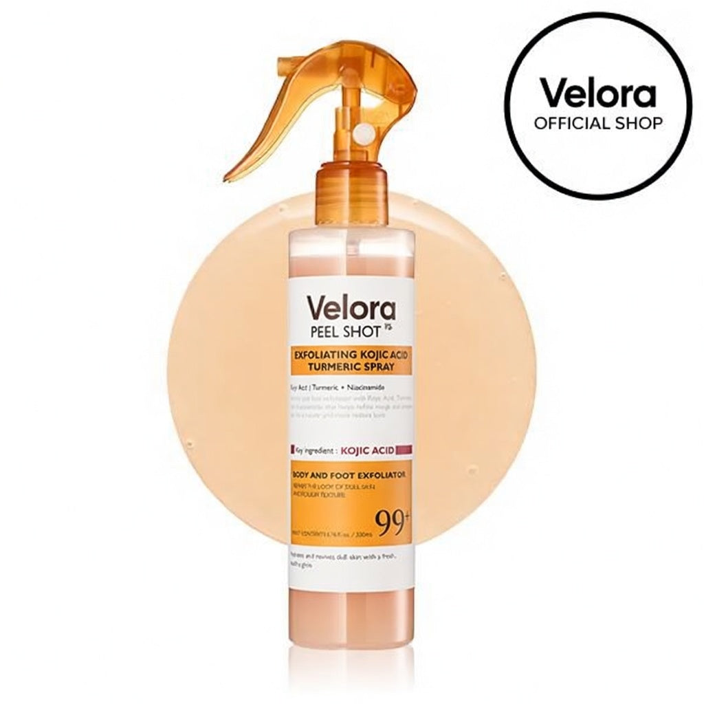 [VELORA Official] Peel Shot Keratin Care Kojic Acid Turmeric Spray 200ml Pore Clearing Exfoliating Formula Skin Repair Scrub-JAY