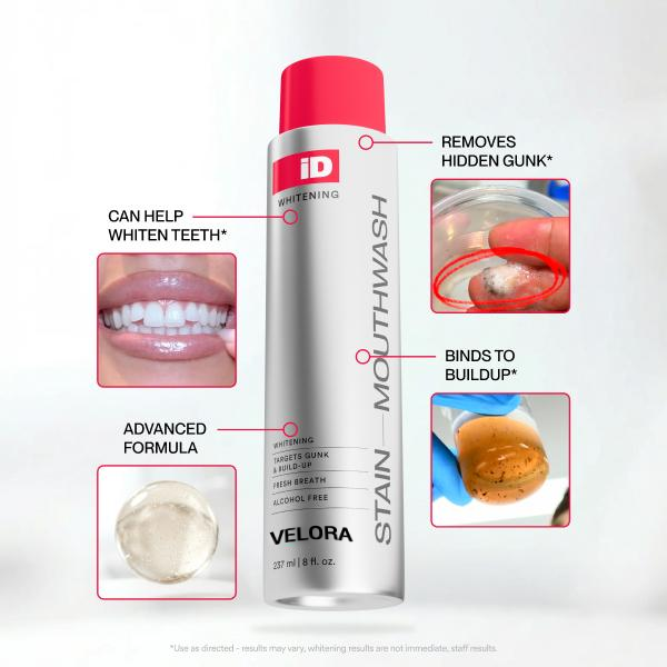 VELORA Stain Whitening Mouthwash for White Teeth, Freshens Breath with Essential Oils 237ml-JAY