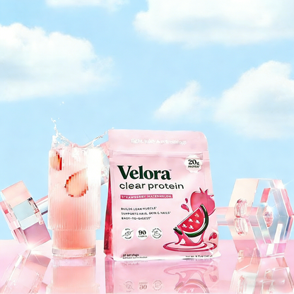 Refreshing and Delicious VELORA Nutrition Clear Protein Drink | Featuring 20g Protein, 90 Calories, 0g Sugar, a Collagen Blend, and a Light Fruity Flavor, Perfectly Crafted for Women-JAY